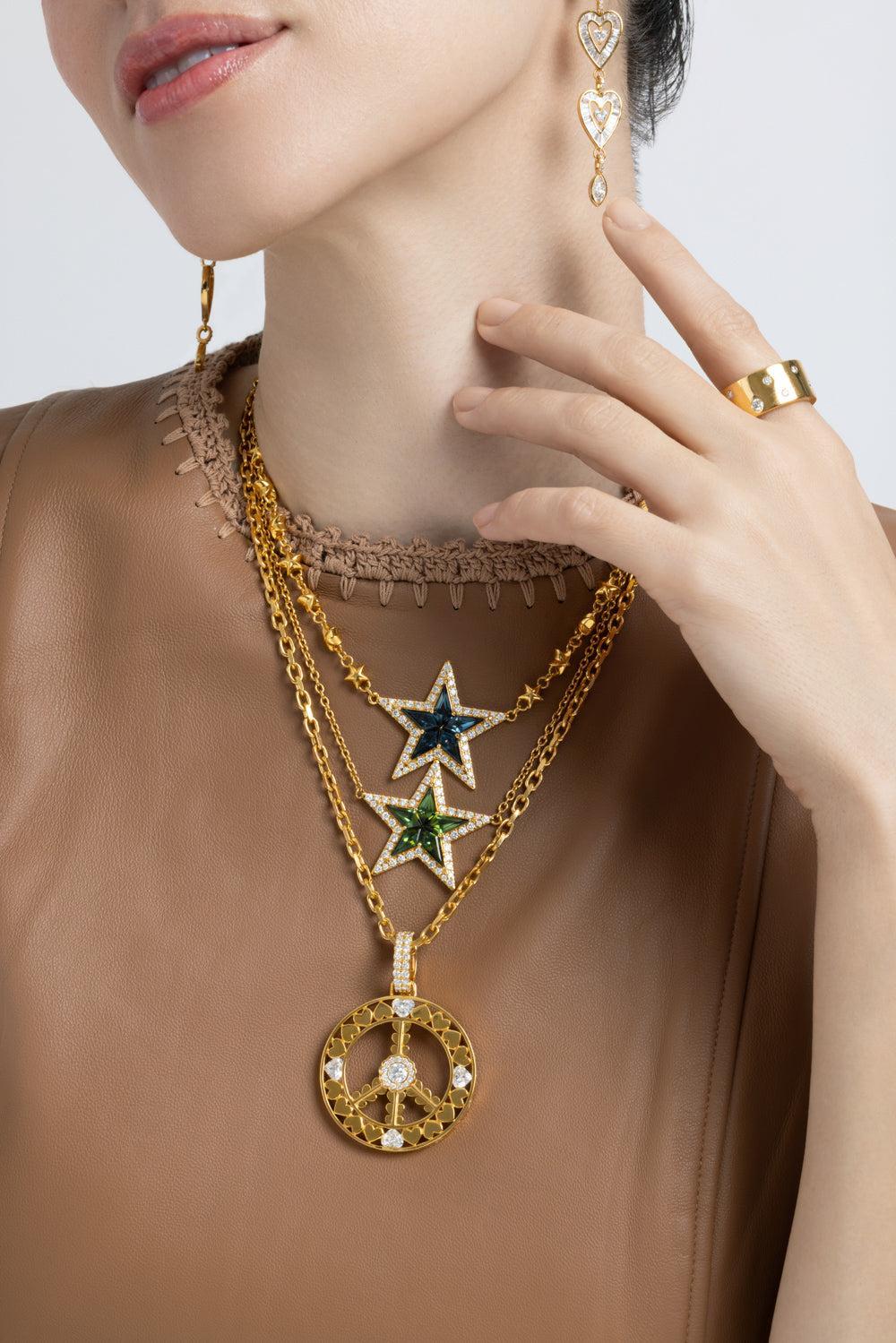 Diamond Peace Sign Pendant-YELLOW GOLD-JEWELRYFINE JEWELPENDANT-BUDDHA MAMA