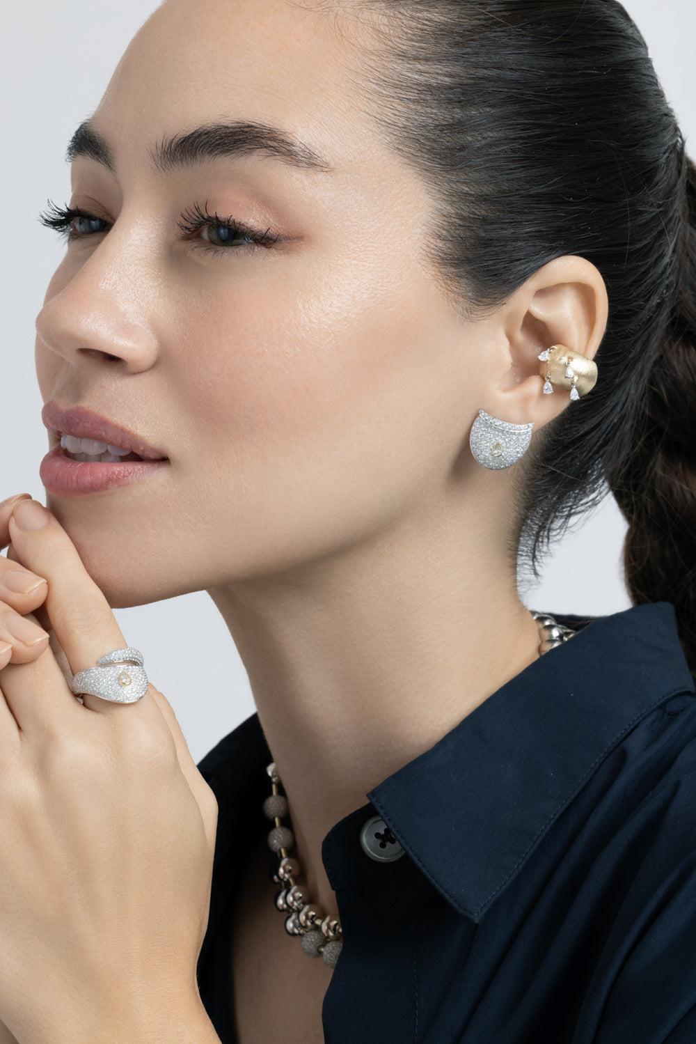 Diamond Pampille Dune Earcuff-ROSE GOLD-JEWELRYFINE JEWELEARRING-RAINBOW K