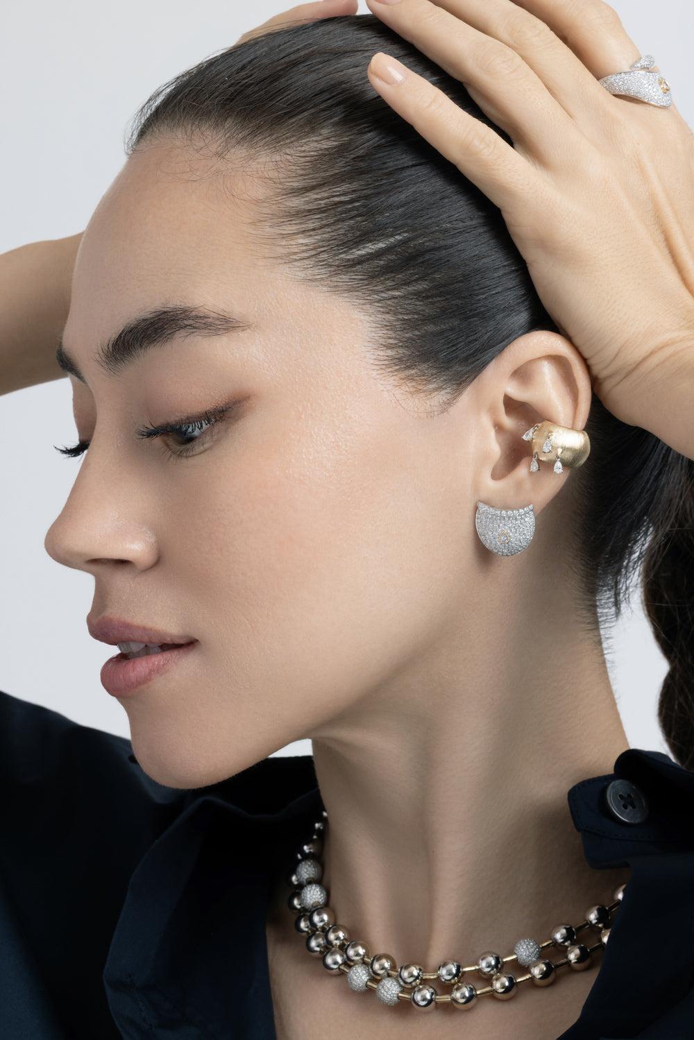 Diamond Pampille Dune Earcuff-ROSE GOLD-JEWELRYFINE JEWELEARRING-RAINBOW K