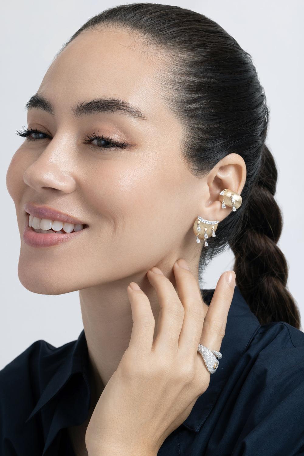 Diamond Dune Pampille Earring-YELLOW GOLD-JEWELRYFINE JEWELEARRING-RAINBOW K