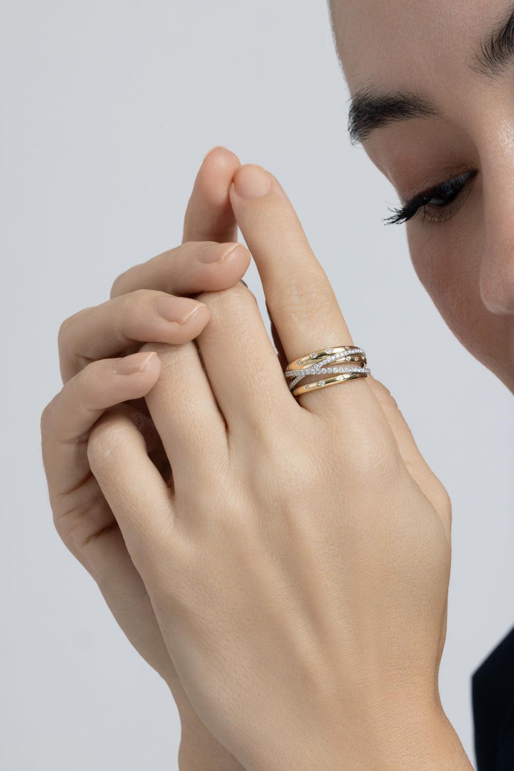 Diamond Orbit Crossover Ring-YELLOW GOLD-6-JEWELRYFINE JEWELRING-KWIAT
