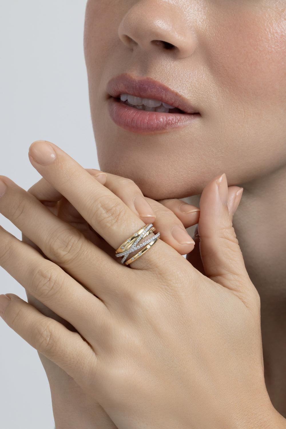 Diamond Orbit Crossover Ring-YELLOW GOLD-6-JEWELRYFINE JEWELRING-KWIAT