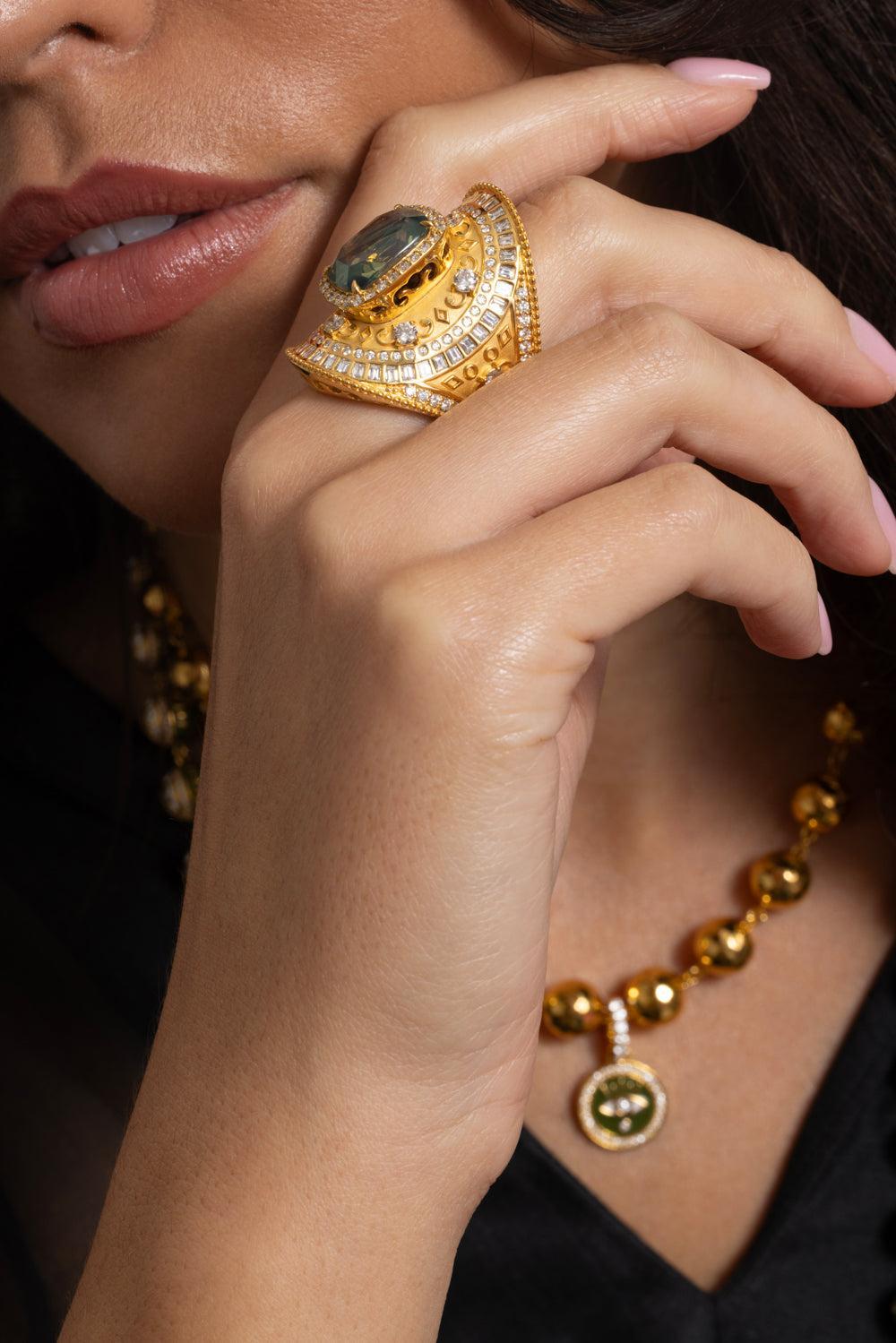 Parti Sapphire Diamond Wrap Ring-YELLOW GOLD-JEWELRYFINE JEWELRING-BUDDHA MAMA