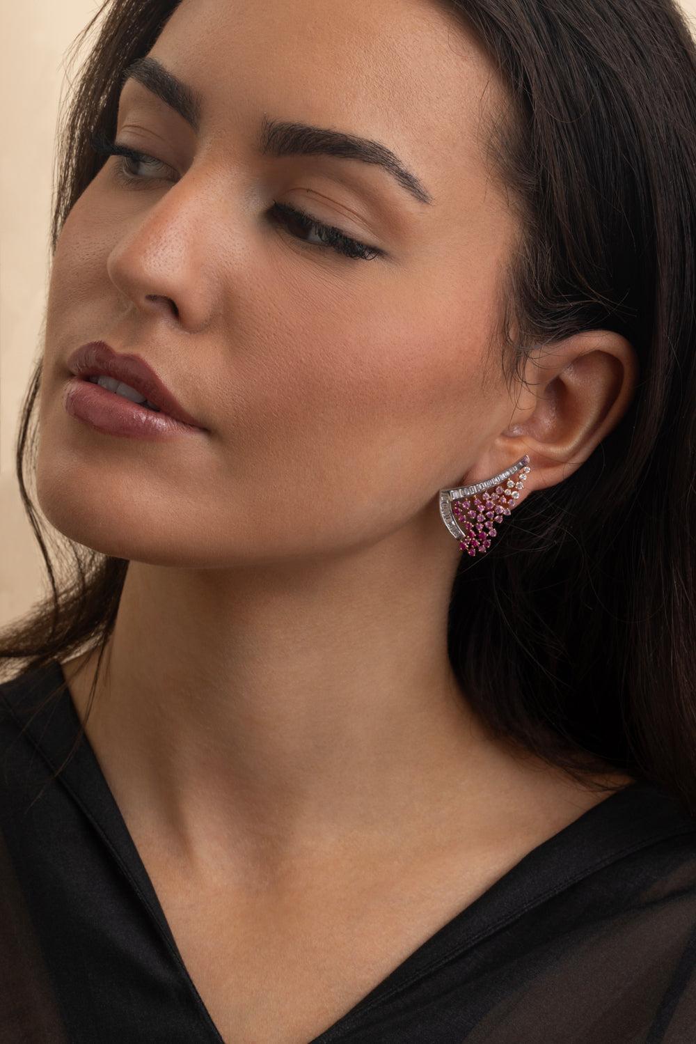 Ruby Scatter Waterfall Earrings-ROSE GOLD-JEWELRYFINE JEWELEARRING-ANANYA