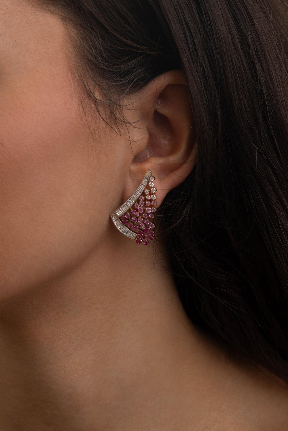 Ruby Scatter Waterfall Earrings-ROSE GOLD-JEWELRYFINE JEWELEARRING-ANANYA