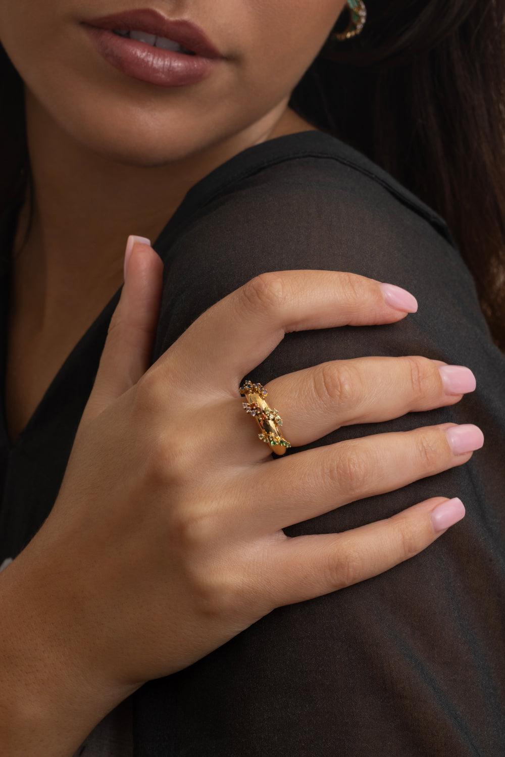 Gem Scatter Rainbow Ring-YELLOW GOLD-7-JEWELRYFINE JEWELRING-ANANYA