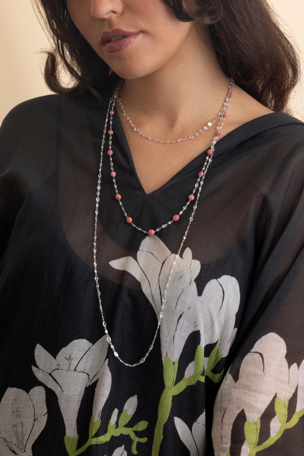 Diamond Luminescent Rose Necklace-WHITE GOLD-17-JEWELRYFINE JEWELNECKLACE O-SABOO FINE JEWELS