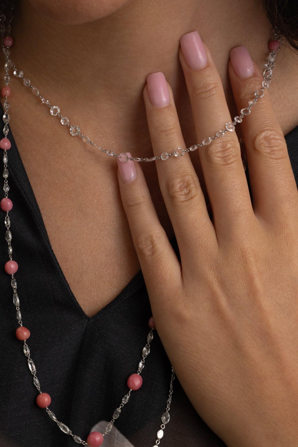 Diamond Luminescent Rose Necklace-WHITE GOLD-17-JEWELRYFINE JEWELNECKLACE O-SABOO FINE JEWELS
