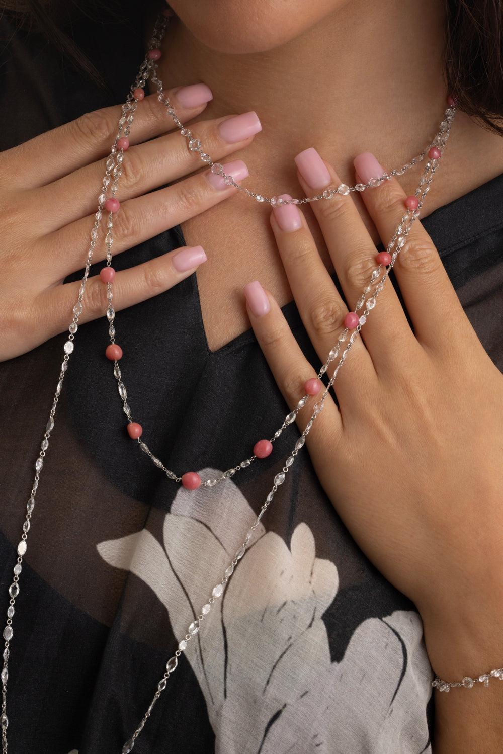 Luminescent Rose Necklace-WHITE GOLD-36-JEWELRYFINE JEWELNECKLACE O-SABOO FINE JEWELS