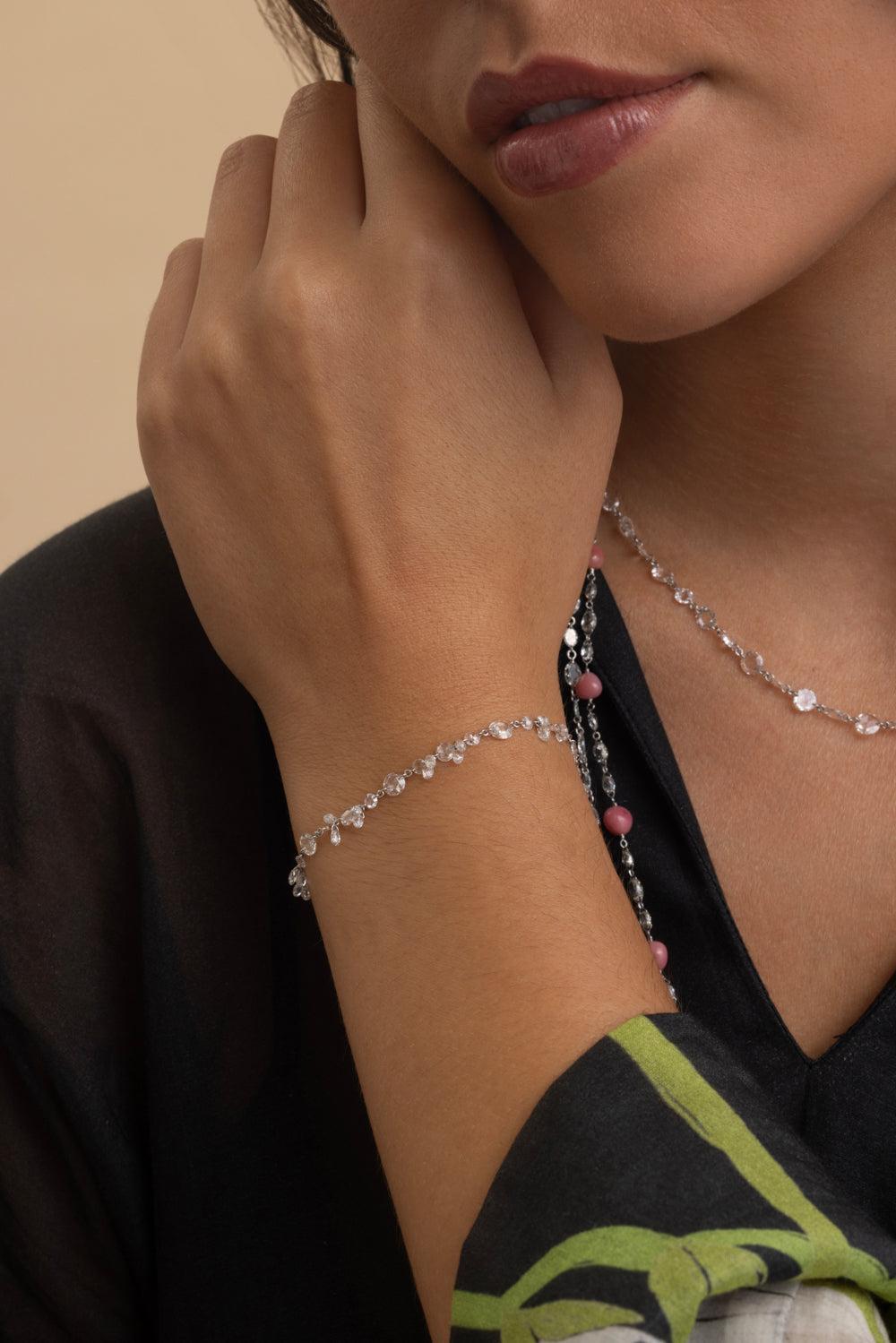 Diamond Luminescent Rose Bracelet-WHITE GOLD-JEWELRYFINE JEWELBRACELET O-SABOO FINE JEWELS