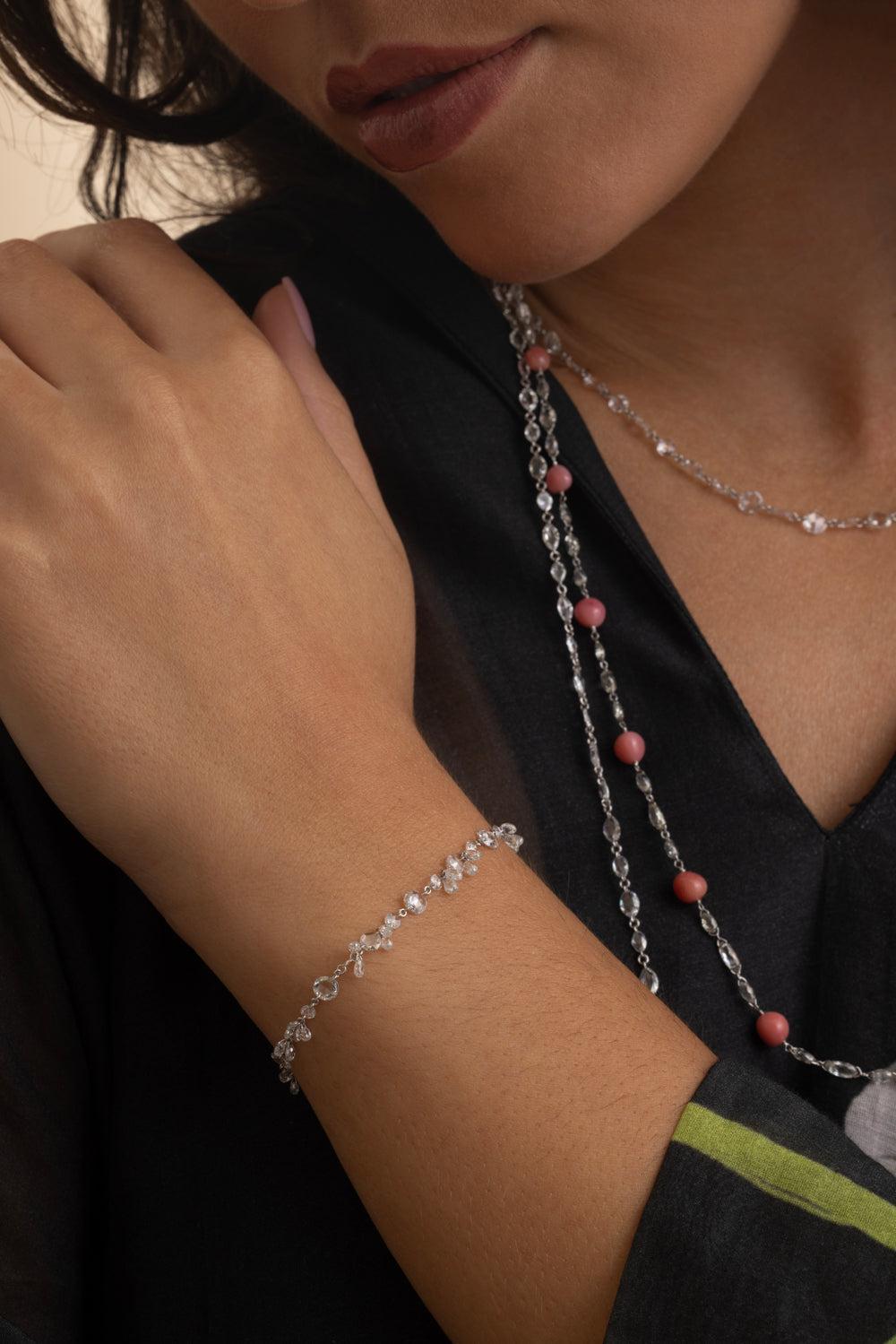 Diamond Luminescent Rose Bracelet-WHITE GOLD-JEWELRYFINE JEWELBRACELET O-SABOO FINE JEWELS