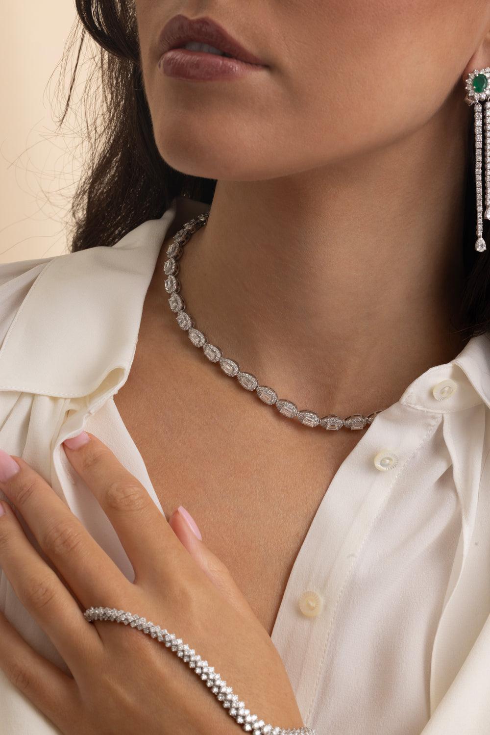 Multi Diamond Necklace-WHITE GOLD-JEWELRYFINE JEWELNECKLACE O-YEPREM JEWELLERY
