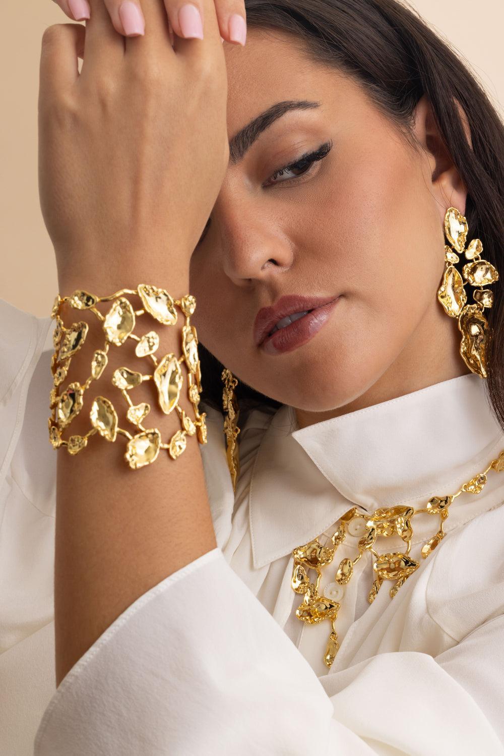 Brut Mosaic Wide Cuff Bracelet-YELLOW-JEWELRYBOUTIQUEBRACELET O-ALEXIS BITTAR