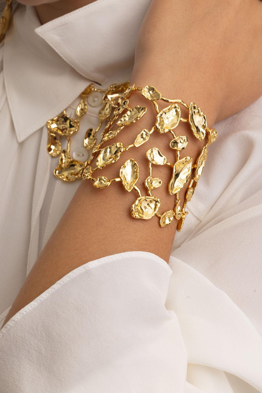 Brut Mosaic Wide Cuff Bracelet-YELLOW-JEWELRYBOUTIQUEBRACELET O-ALEXIS BITTAR