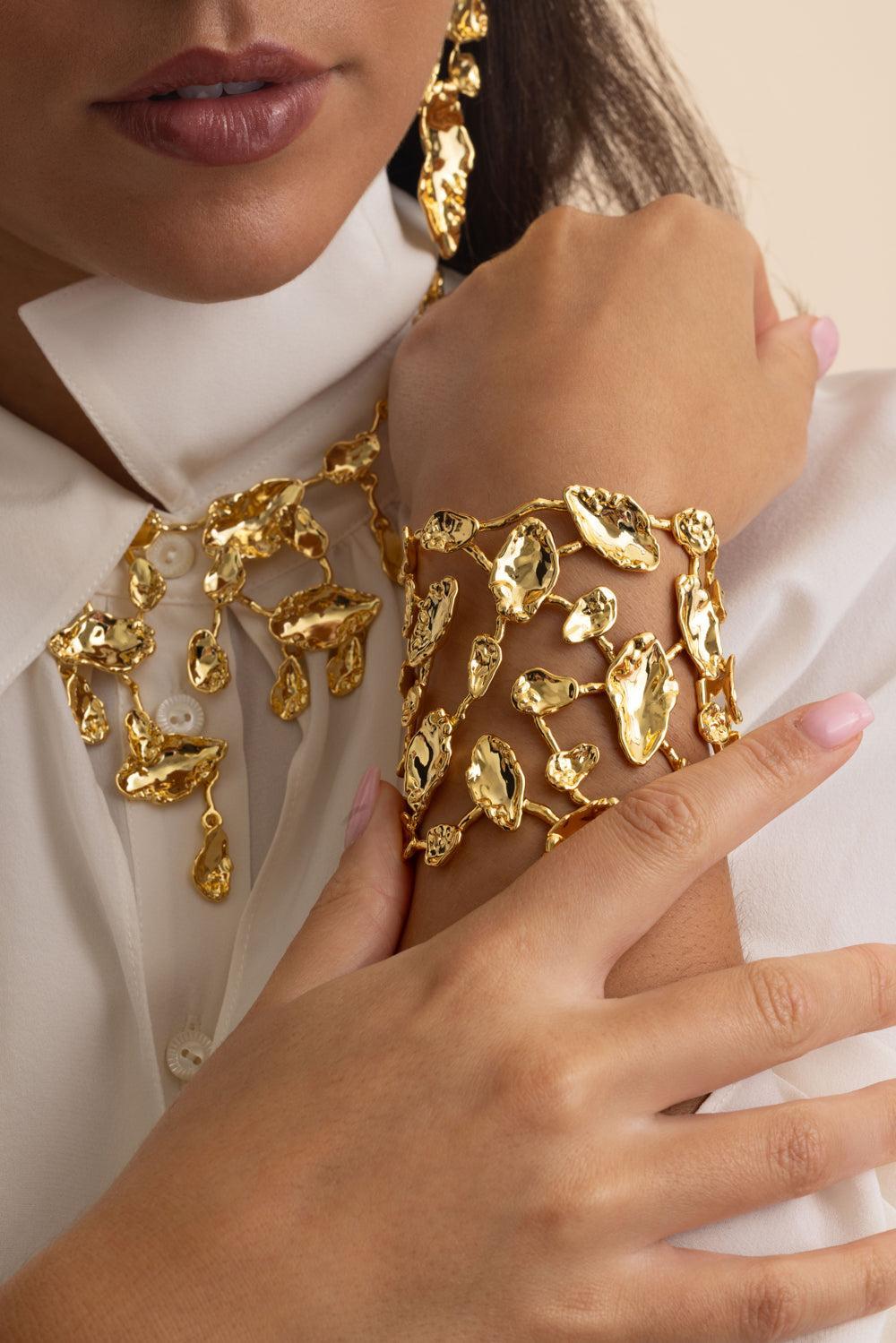 Brut Mosaic Wide Cuff Bracelet-YELLOW-JEWELRYBOUTIQUEBRACELET O-ALEXIS BITTAR