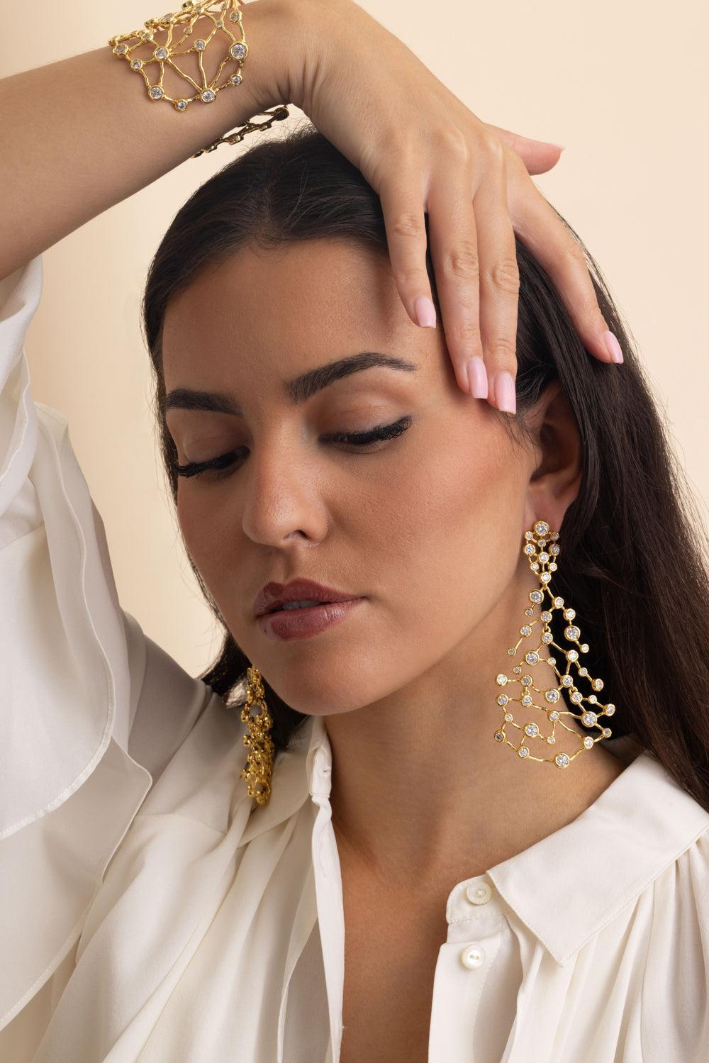 Crystal Large Solanales Fringe Chandelier Earrings-YELLOW-JEWELRYBOUTIQUEEARRING-ALEXIS BITTAR