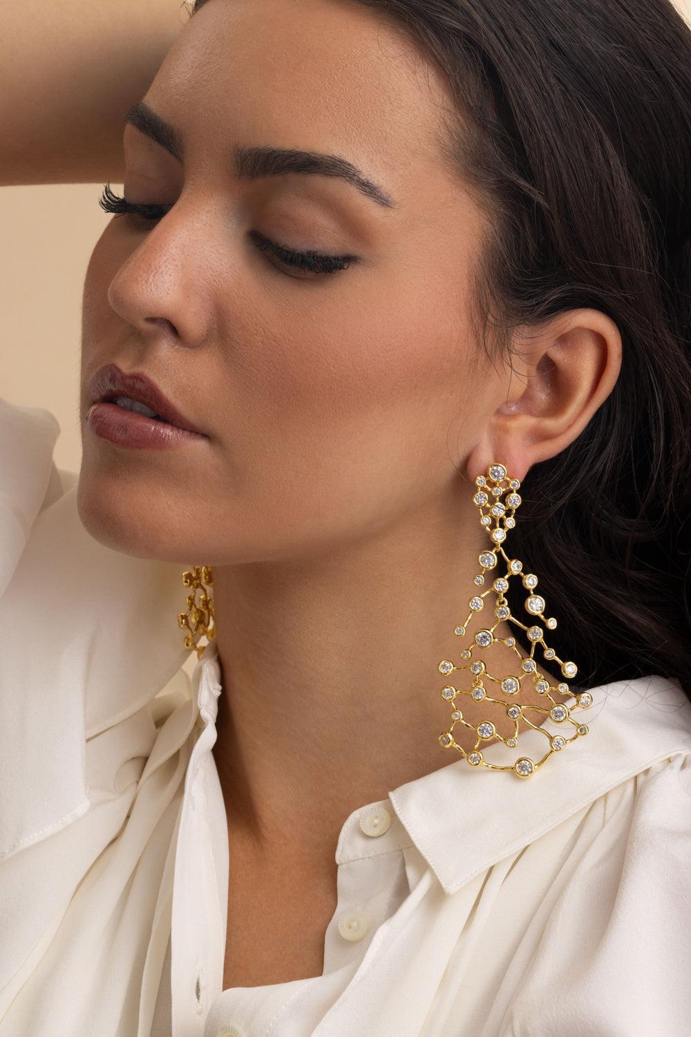 Crystal Large Solanales Fringe Chandelier Earrings-YELLOW-JEWELRYBOUTIQUEEARRING-ALEXIS BITTAR