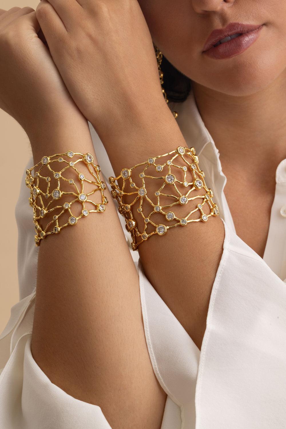 Crystal Solanales Intertwined Wide Cuff Bracelet-YELLOW-JEWELRYBOUTIQUEBRACELET O-ALEXIS BITTAR