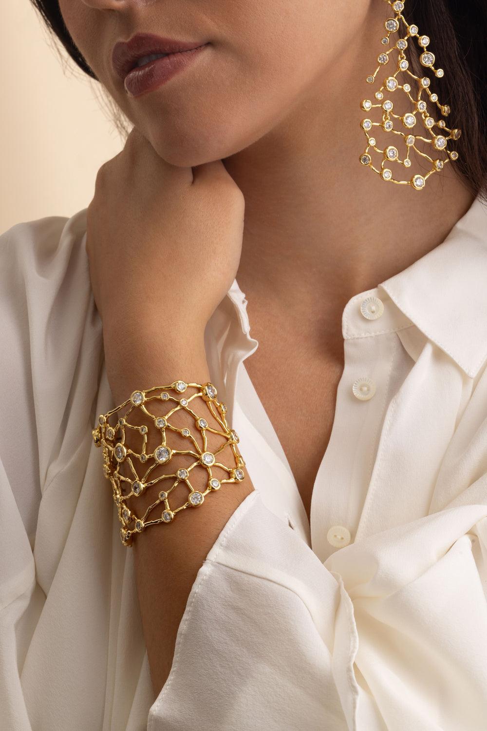 Crystal Solanales Intertwined Wide Cuff Bracelet-YELLOW-JEWELRYBOUTIQUEBRACELET O-ALEXIS BITTAR