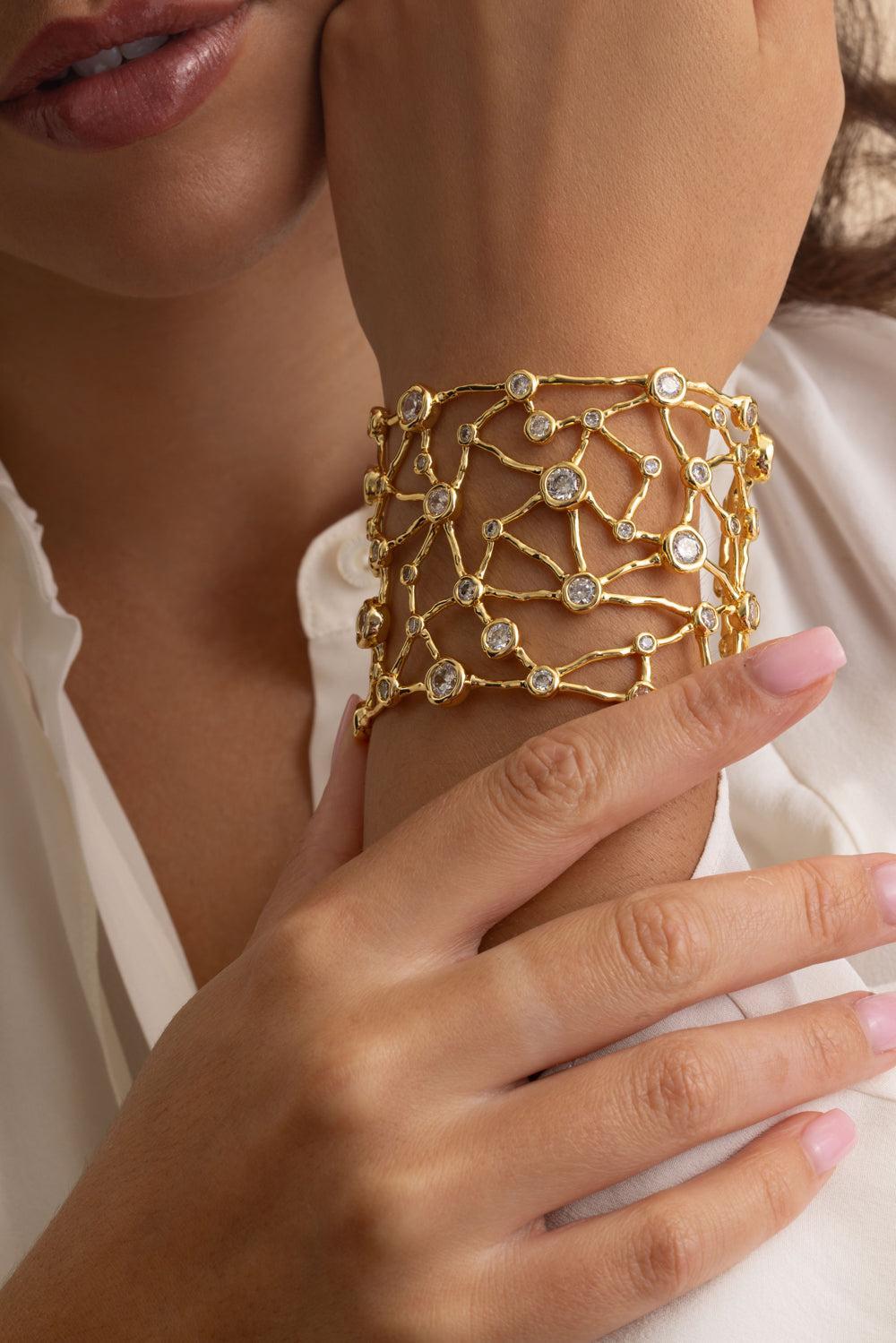 Crystal Solanales Intertwined Wide Cuff Bracelet-YELLOW-JEWELRYBOUTIQUEBRACELET O-ALEXIS BITTAR