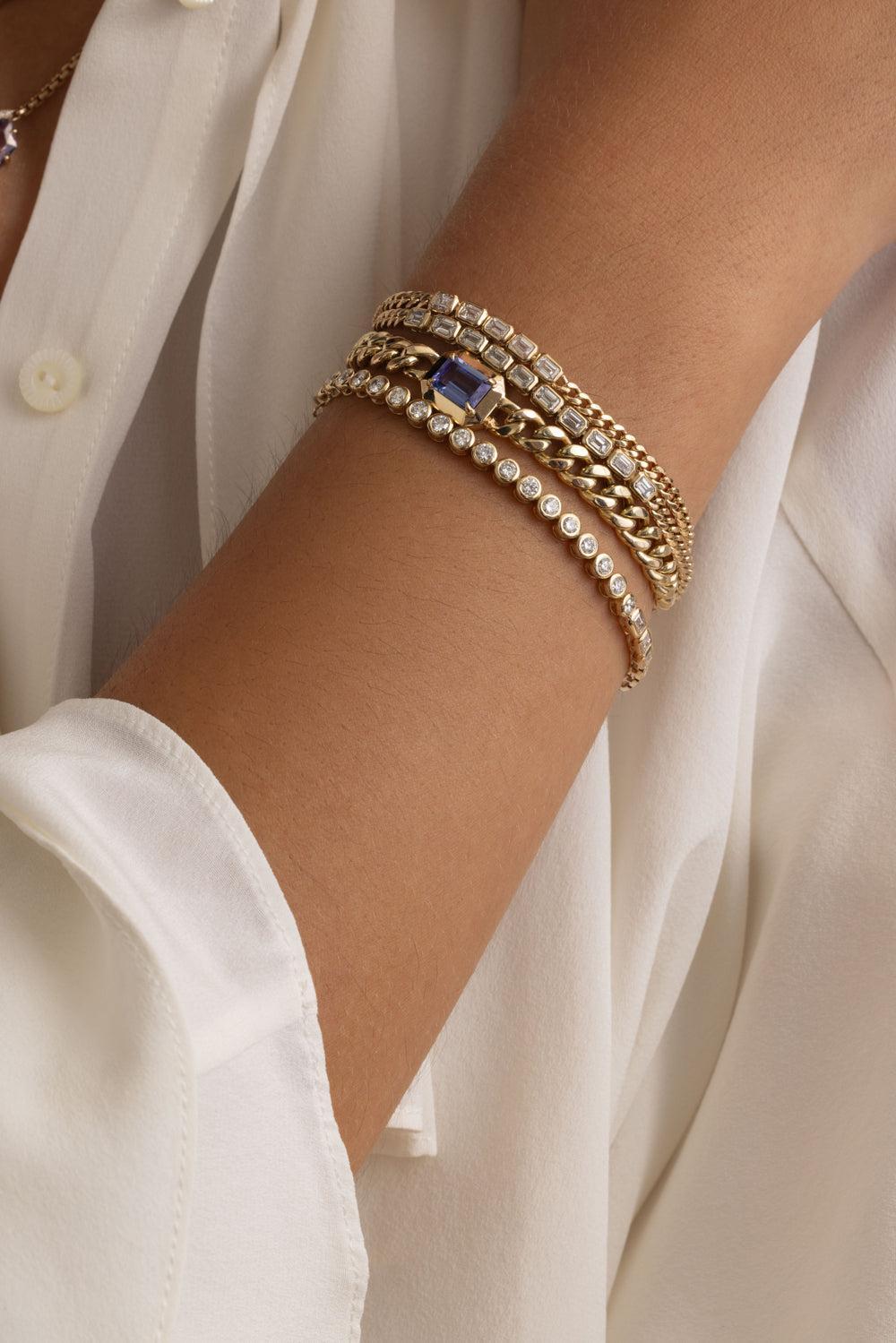 Mixed Diamond Bezel Tennis Bracelet-YELLOW GOLD-7-JEWELRYFINE JEWELBRACELET O-ZOE CHICCO