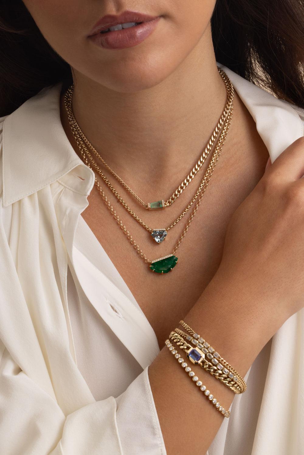 Emerald Portait Rolo Necklace-YELLOW GOLD-18-JEWELRYFINE JEWELNECKLACE O-ZOE CHICCO