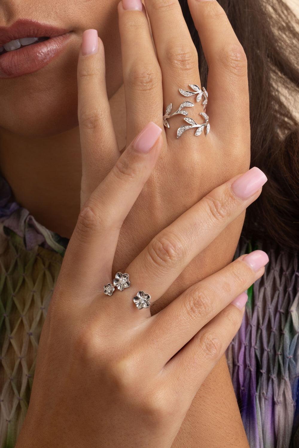 White Diamond Garden Bloom Ring-WHITE GOLD-7-JEWELRYFINE JEWELRING-STEFERE