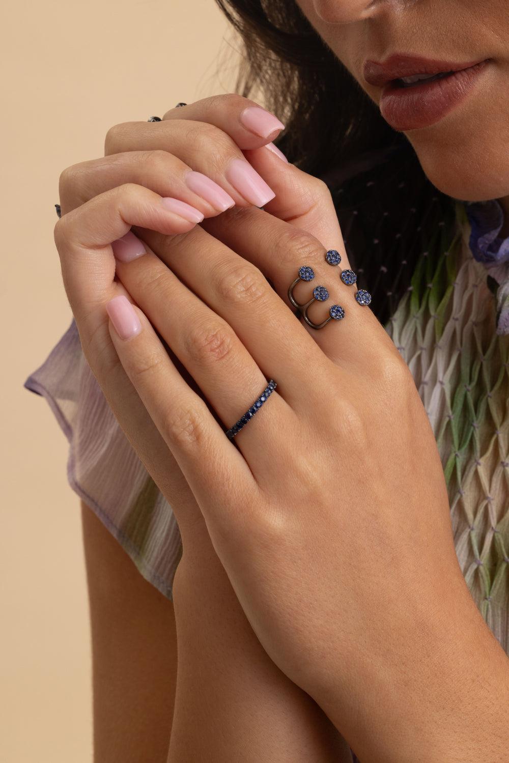 Blue Sapphire Classic Stack Ring-WHITE GOLD-7-JEWELRYFINE JEWELRING-STEFERE