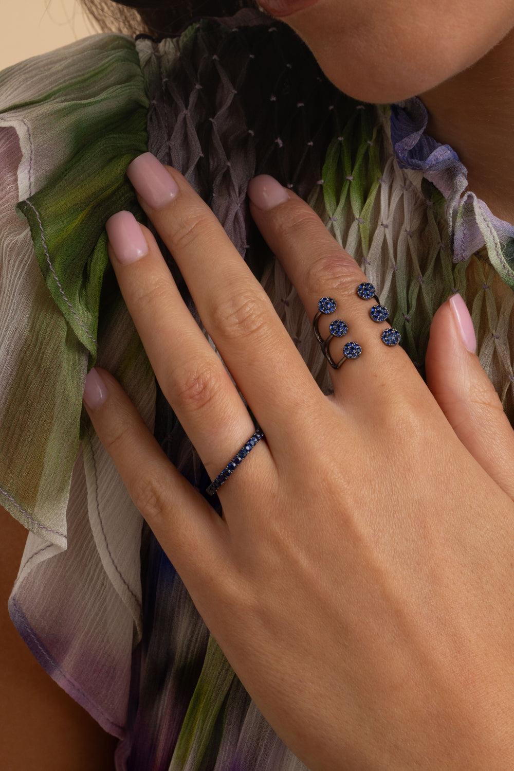 Blue Sapphire Classic Stack Ring-WHITE GOLD-7-JEWELRYFINE JEWELRING-STEFERE