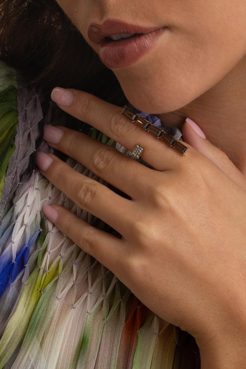 Brown Diamond Smoky Quartz Diamond Ring-YELLOW GOLD-7-JEWELRYFINE JEWELRING-STEFERE