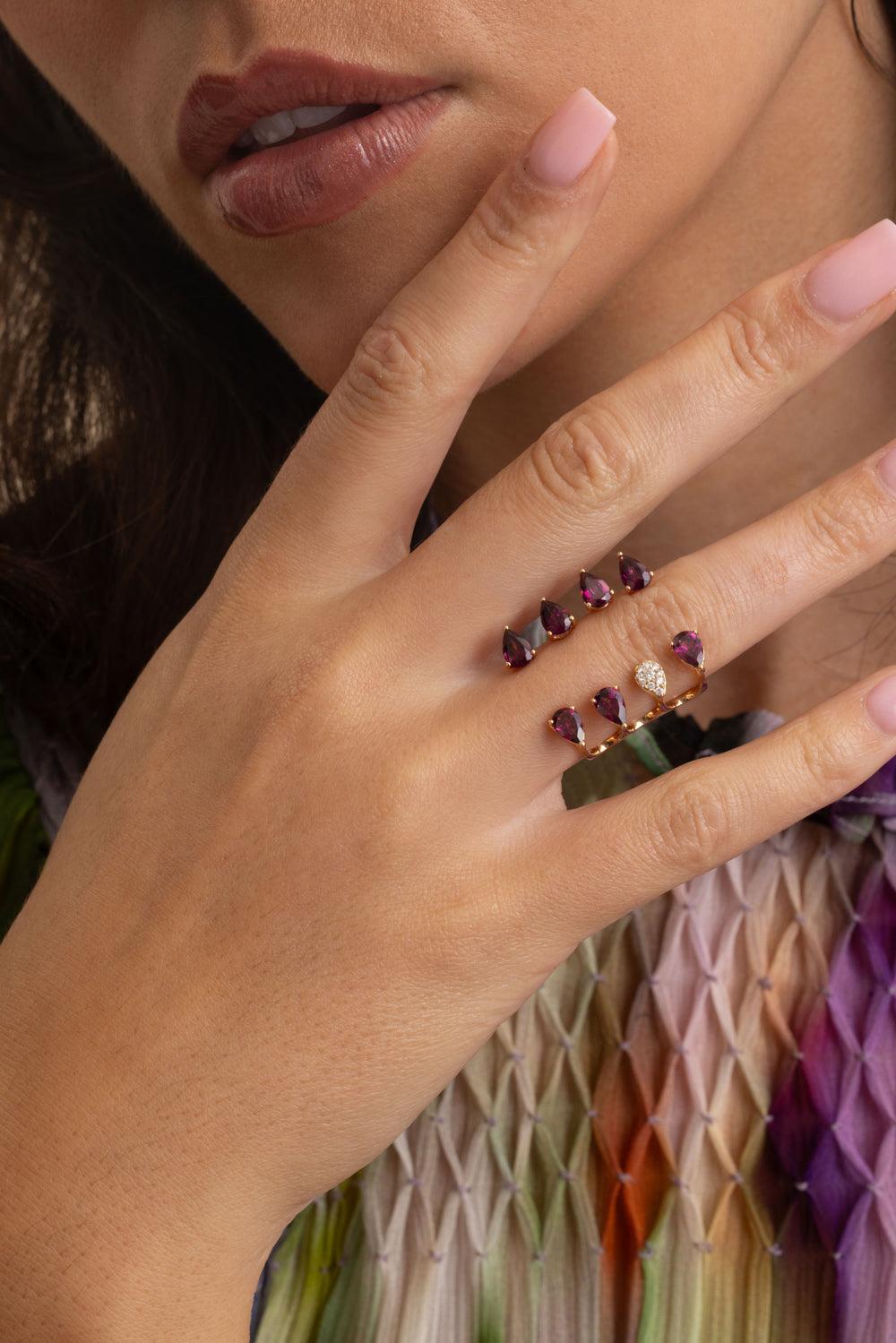 Rhodolite Garnet Aurore Ring-ROSE GOLD-7-JEWELRYFINE JEWELRING-STEFERE