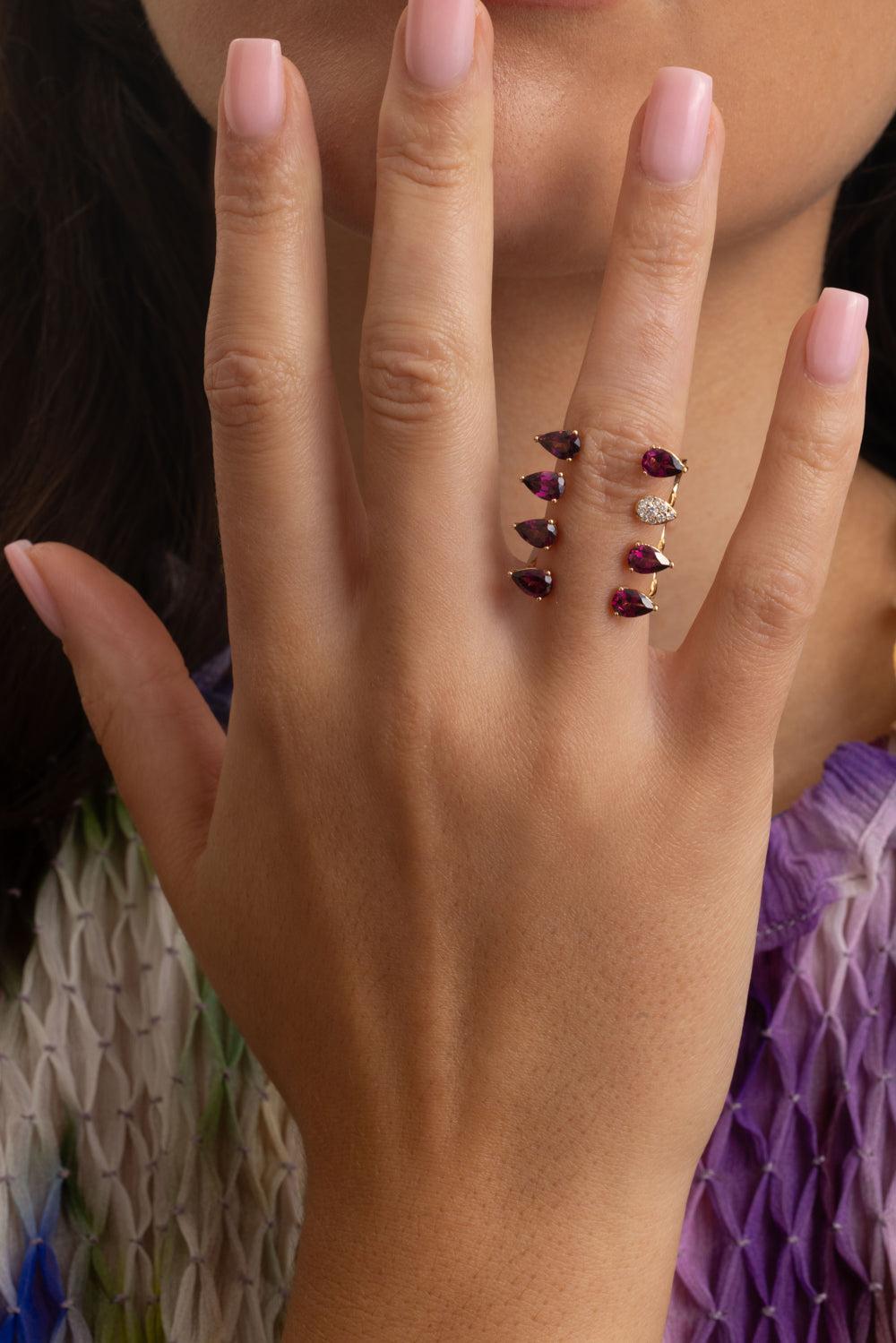 Rhodolite Garnet Aurore Ring-ROSE GOLD-7-JEWELRYFINE JEWELRING-STEFERE