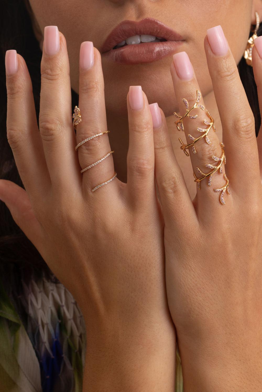 Pink Sapphire Butterfly Spiral Ring-ROSE GOLD-6.5-JEWELRYFINE JEWELRING-STEFERE