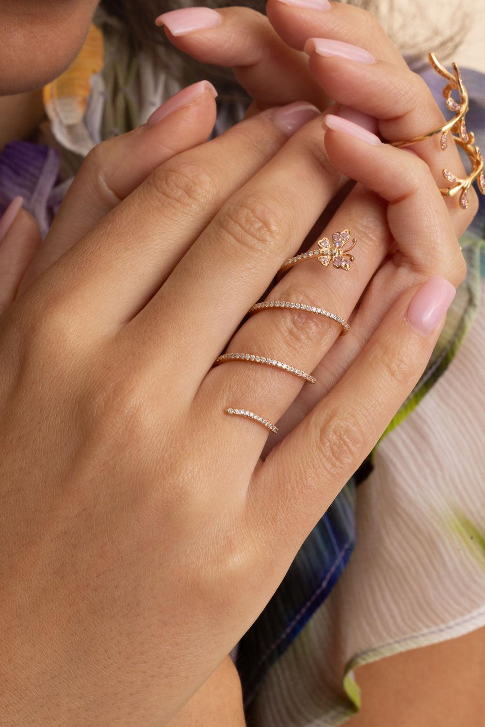 Pink Sapphire Butterfly Spiral Ring-ROSE GOLD-6.5-JEWELRYFINE JEWELRING-STEFERE