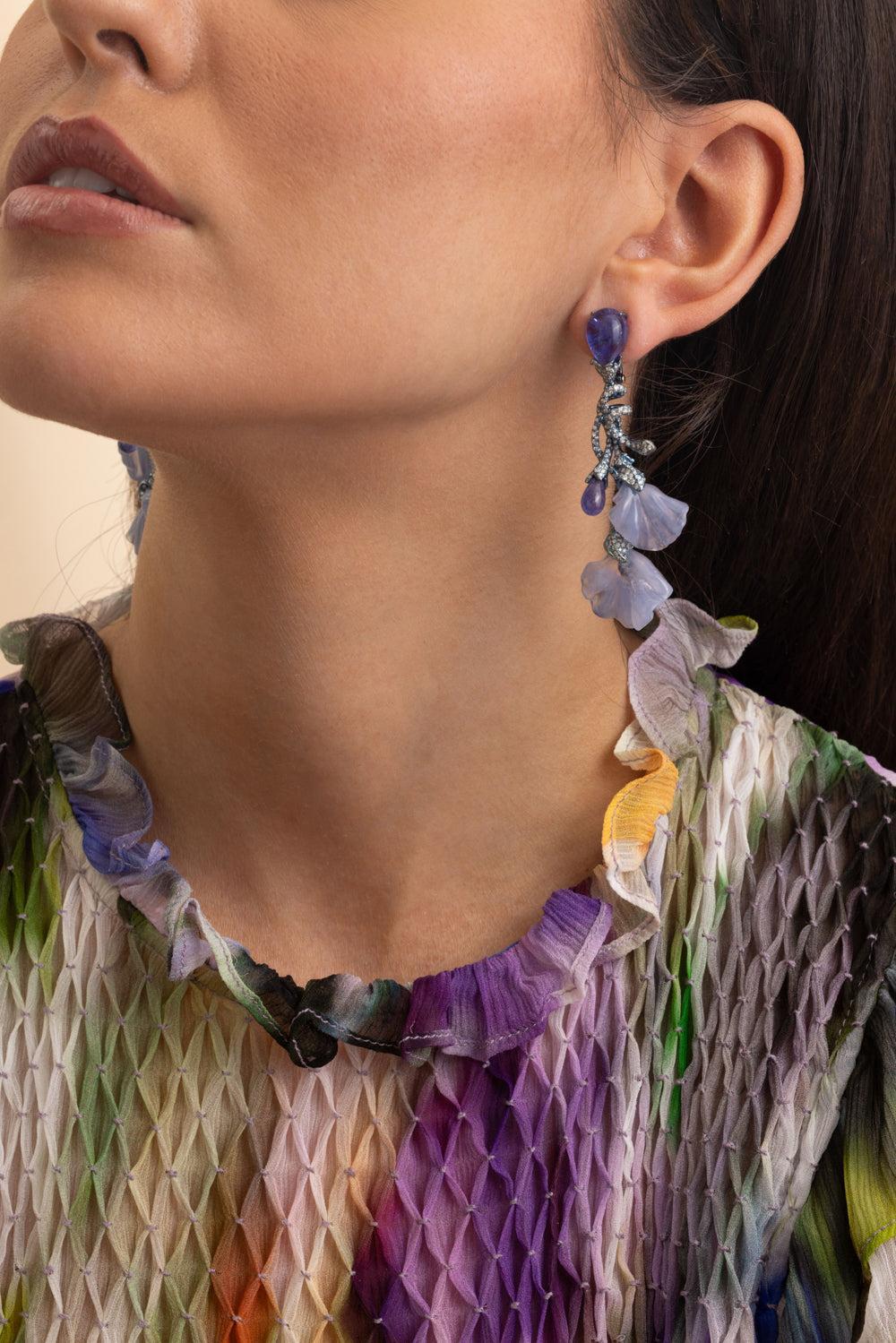 Diamond Tanzanite Gemma Emica Drop Earrings-TITANIUM-JEWELRYFINE JEWELEARRING-NEHA DANI