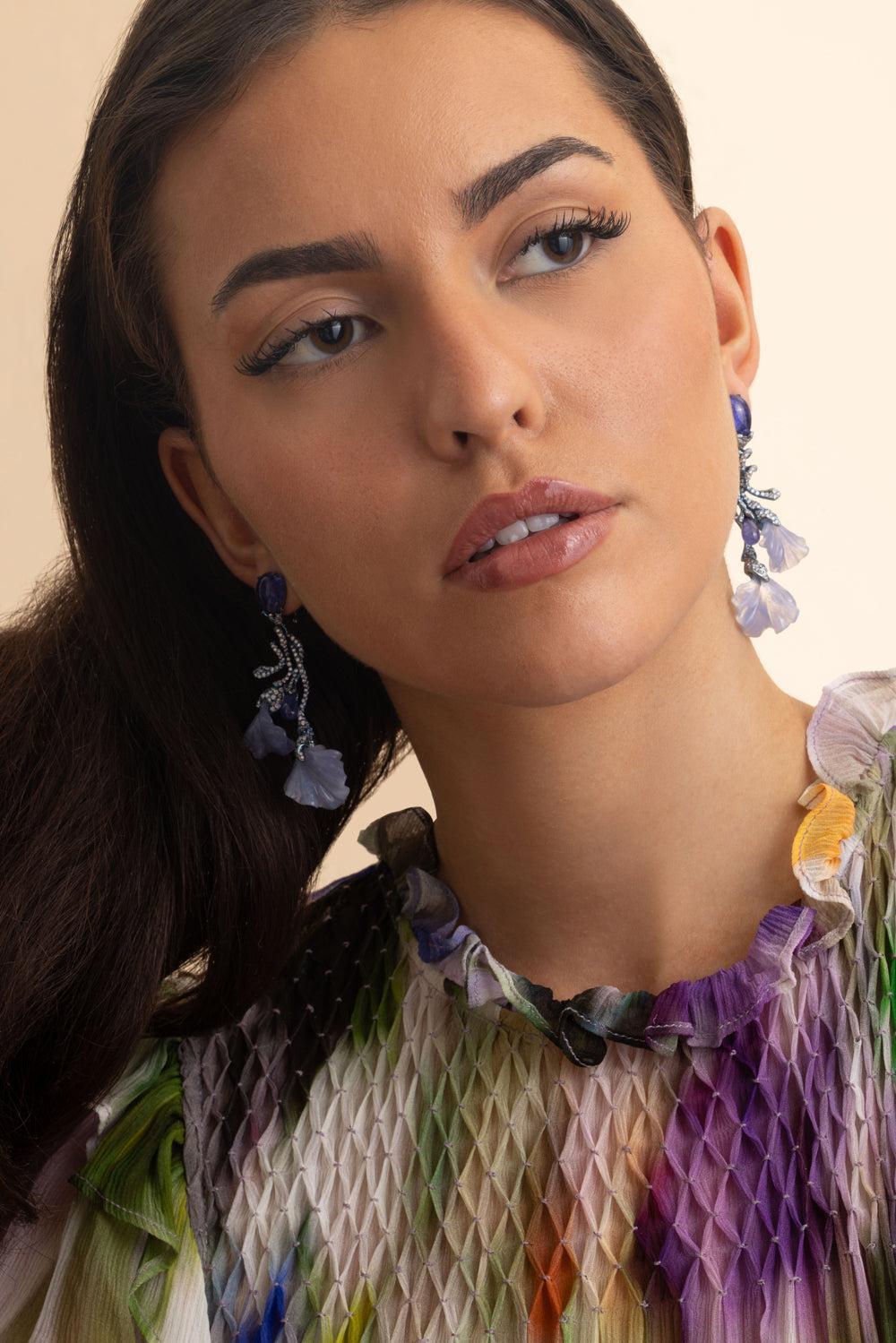 Diamond Tanzanite Gemma Emica Drop Earrings-TITANIUM-JEWELRYFINE JEWELEARRING-NEHA DANI