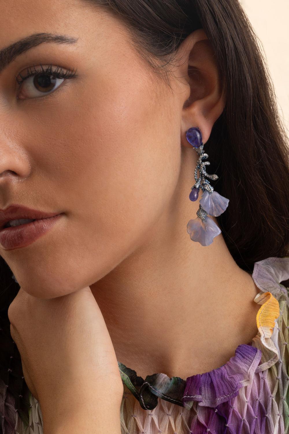 Diamond Tanzanite Gemma Emica Drop Earrings-TITANIUM-JEWELRYFINE JEWELEARRING-NEHA DANI