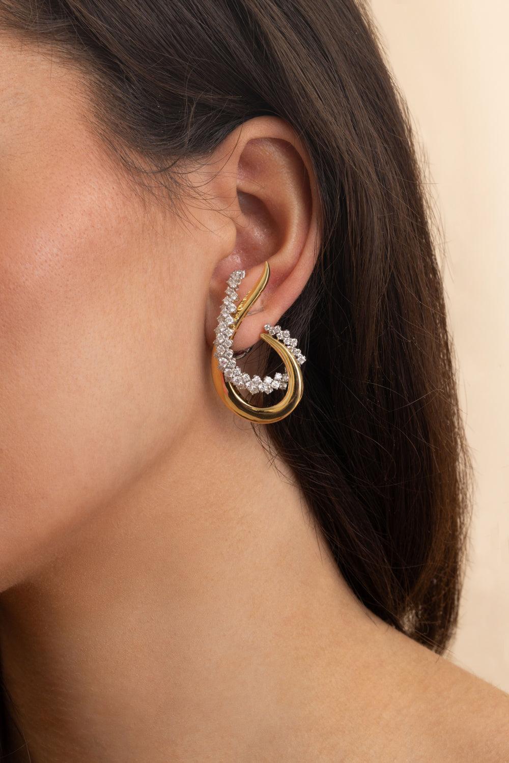 Diamond Golden Strada Drop Earrings-YELLOW GOLD-JEWELRYFINE JEWELEARRING-YEPREM JEWELLERY