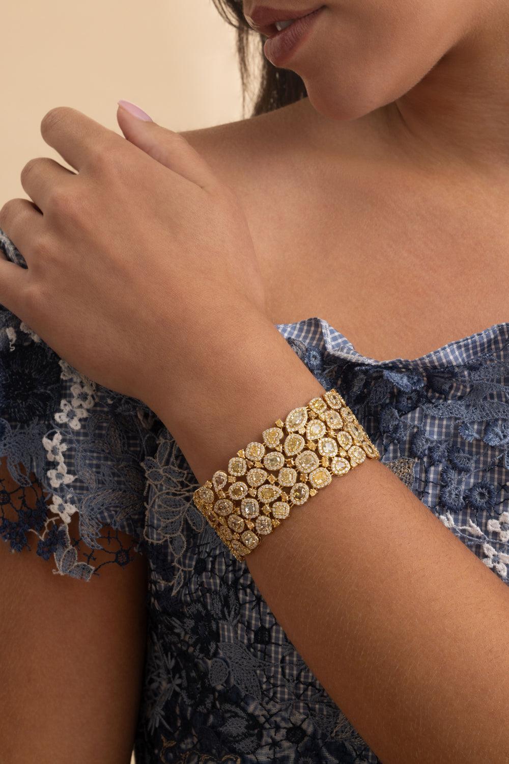 Brilliant Cut Yellow Diamond Bracelet-YELLOW GOLD-JEWELRYFINE JEWELBRACELET O-SUTRA