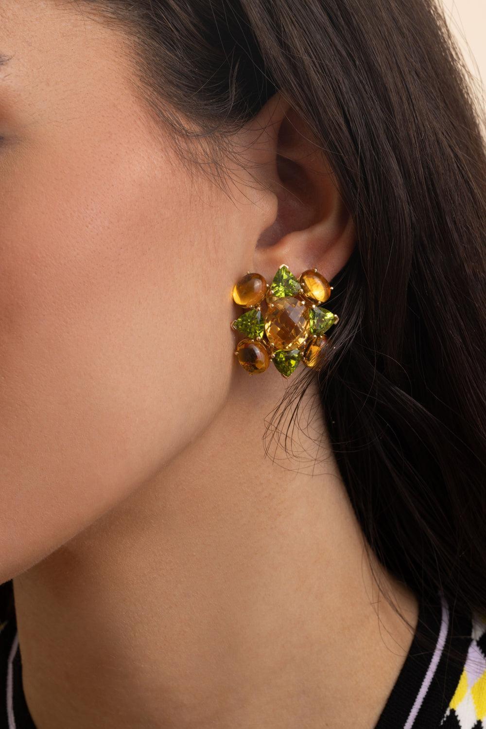 Green Amethyst Peridot Drop Earrings-YELLOW GOLD-JEWELRYFINE JEWELEARRING-TONY DUQUETTE