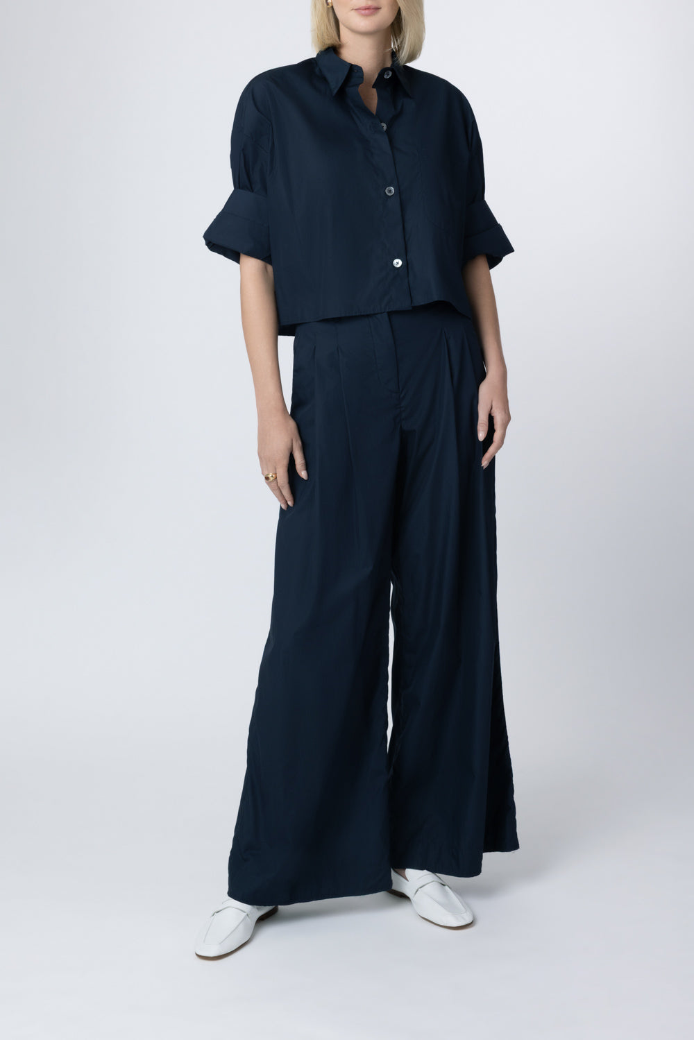 Next Ex Superfine Shirt - Navy-BLUE-P-CLOTHINGTOPBLOUSE-TWP