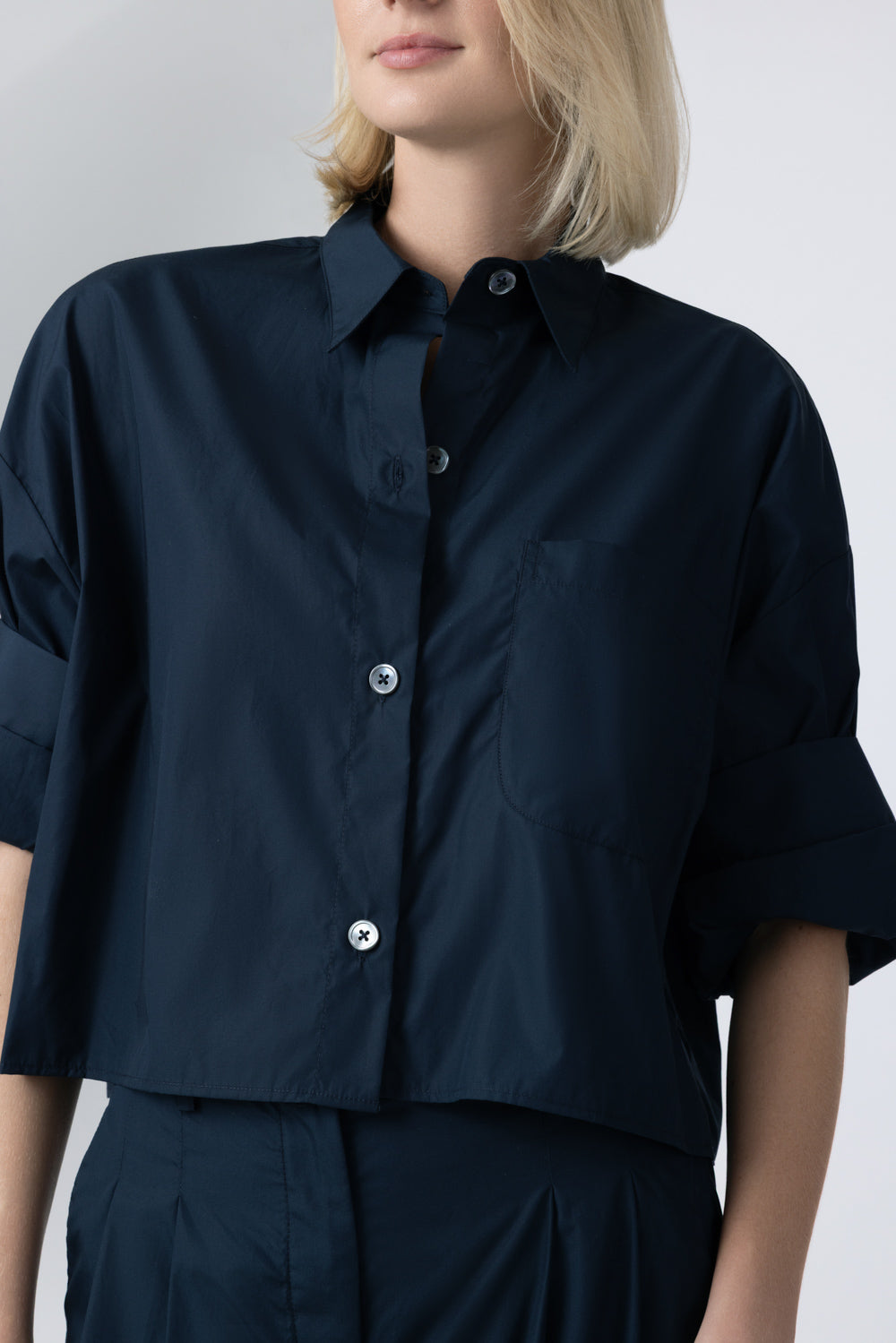 Next Ex Superfine Shirt - Navy-BLUE-P-CLOTHINGTOPBLOUSE-TWP