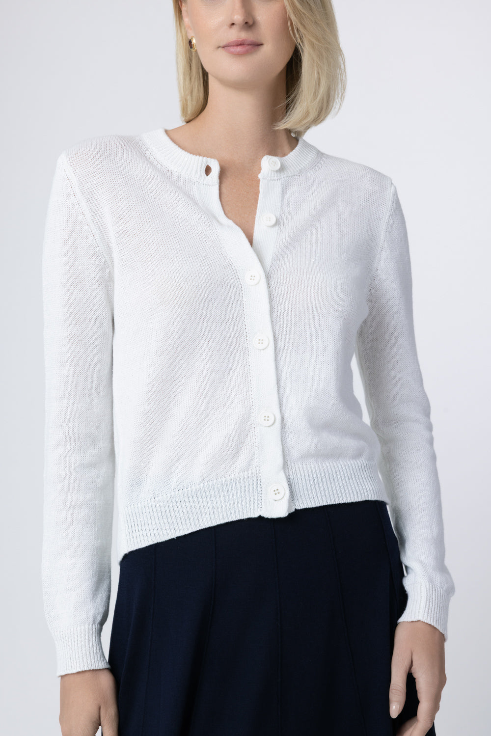 Paillette Sequin Long Sleeve Cardigan - White