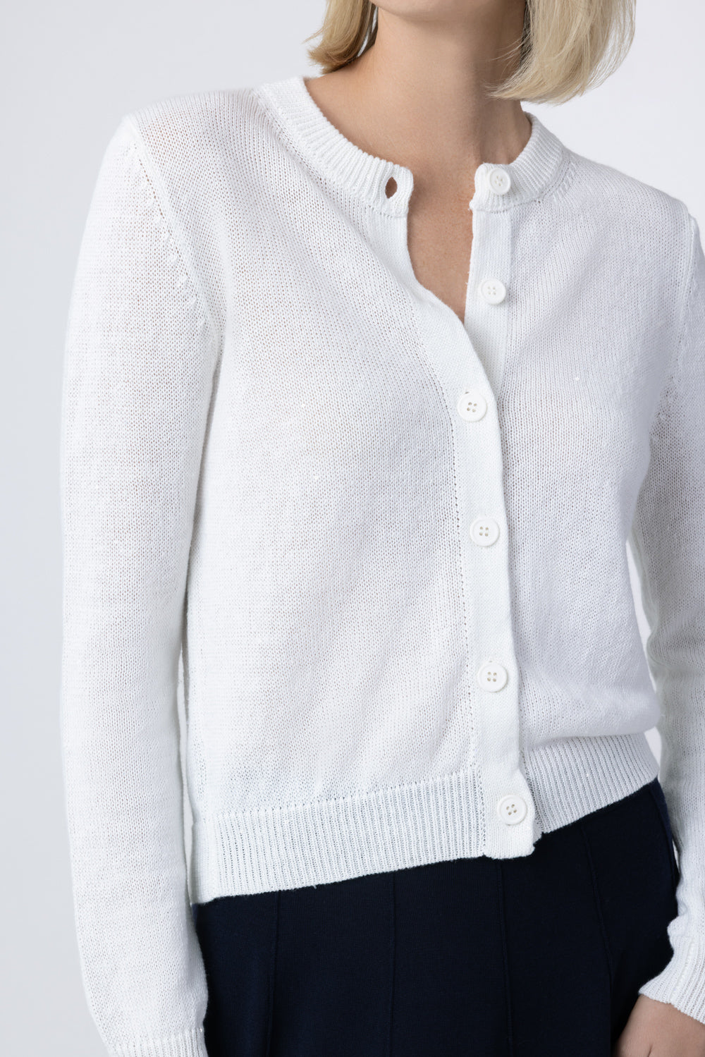 Paillette Sequin Long Sleeve Cardigan - White