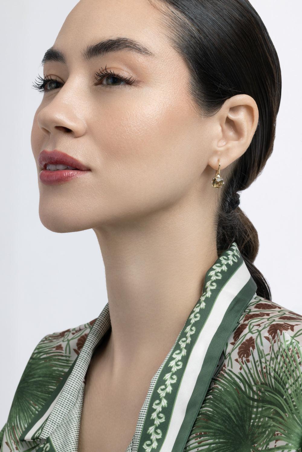 Citrine Two Tone Polaris Earrings-YELLOW GOLD-JEWELRYFINE JEWELEARRING-MONICA RICH KOSANN