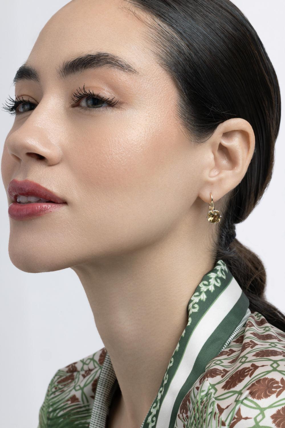 Citrine Two Tone Polaris Earrings-YELLOW GOLD-JEWELRYFINE JEWELEARRING-MONICA RICH KOSANN