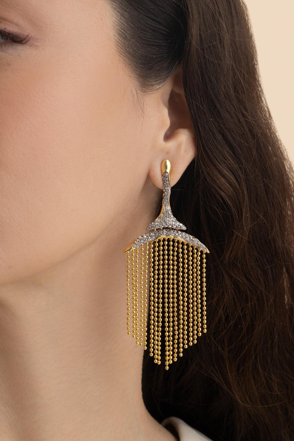 Crystal Fringe Solanales Chandelier Earrings-YELLOW-JEWELRYBOUTIQUEEARRING-ALEXIS BITTAR