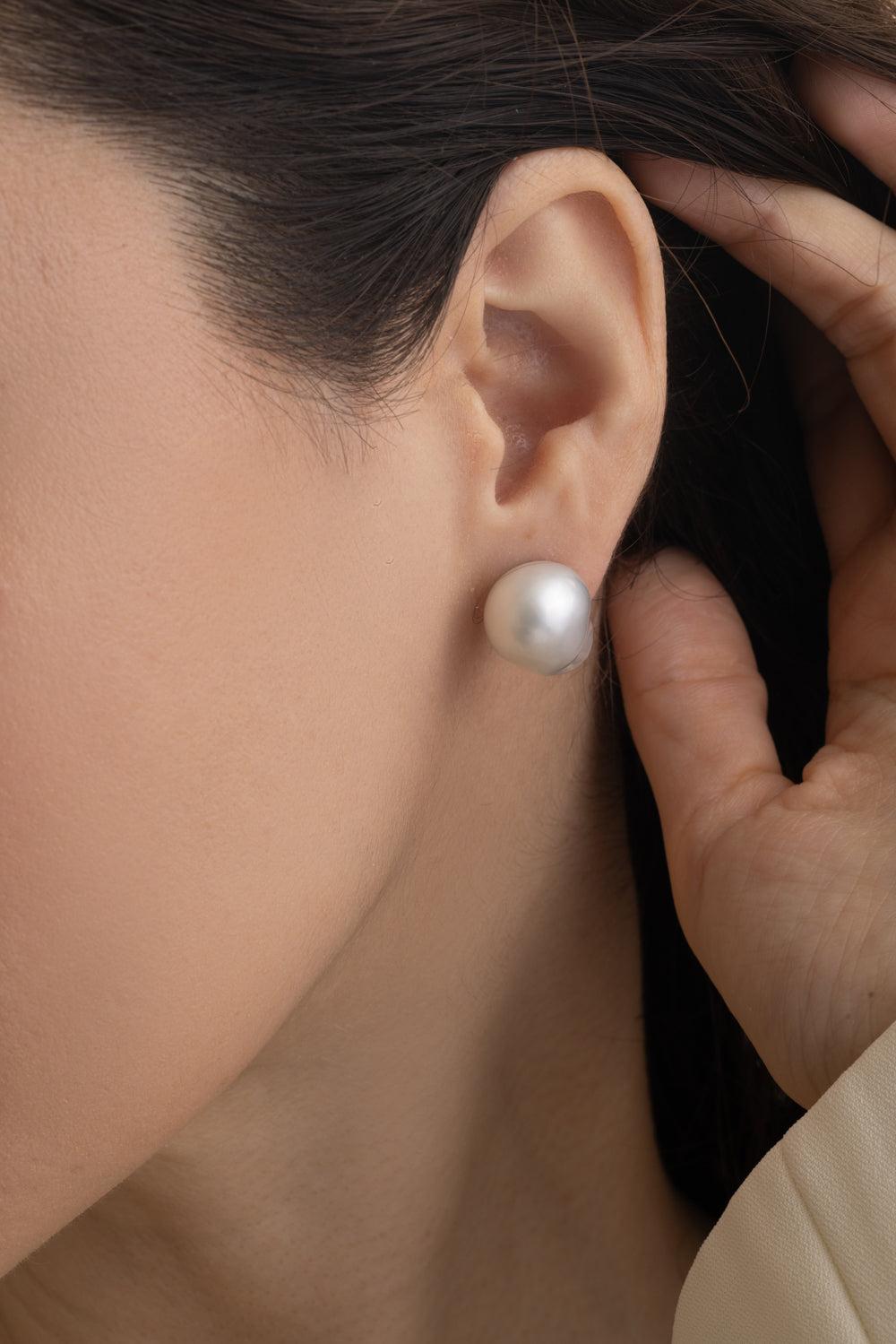 South Sea Baroque Pearl Stud Earrings - 14mm-WHITE GOLD-JEWELRYFINE JEWELEARRING-BAGGINS