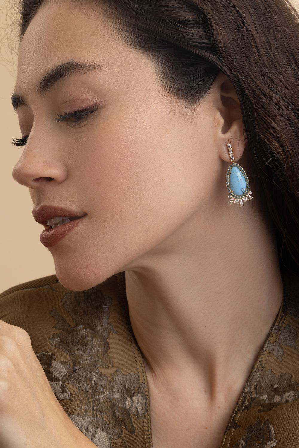 Turquoise Topaz Clear Skies Earrings-YELLOW GOLD-JEWELRYFINE JEWELEARRING-MEREDITH YOUNG