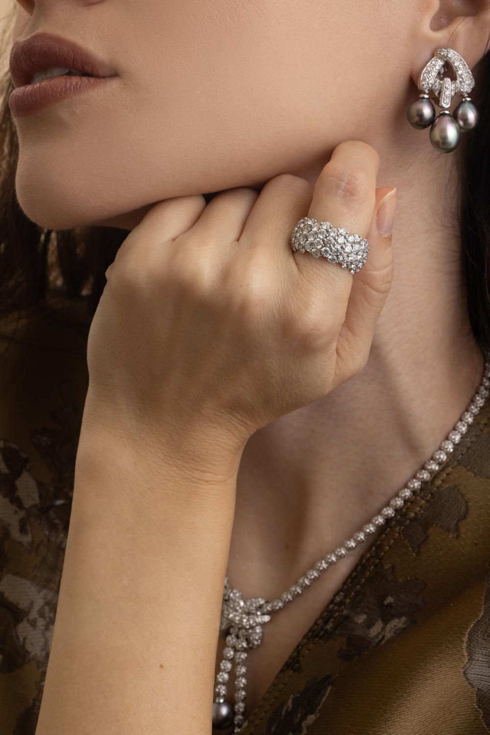 Diamond Stretch Ring-WHITE GOLD-6.25-JEWELRYFINE JEWELRING-ANDREOLI